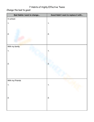 7 Habits Worksheets Pdf