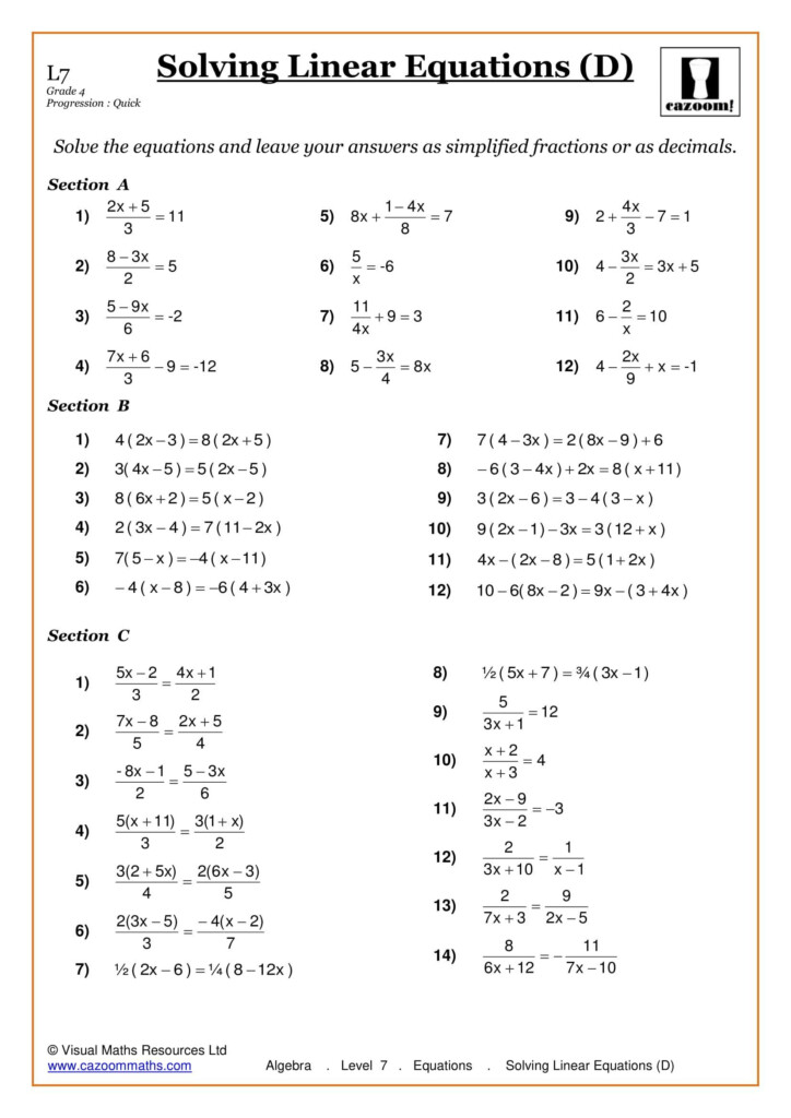 7th Grade Algebra Worksheets Made Easy for Students