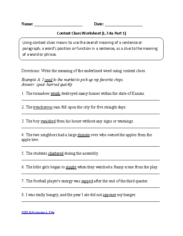 7th Grade English Worksheets Made Easy