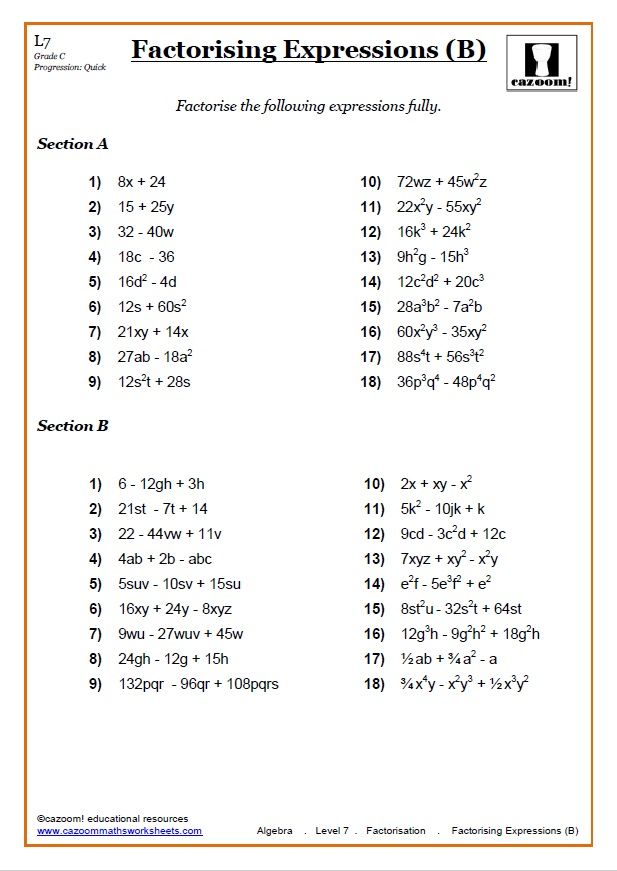 8 Free Worksheets for 8th Grade Algebra Success