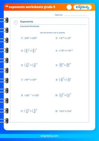 Exponents Practice for 8th Grade Math Students