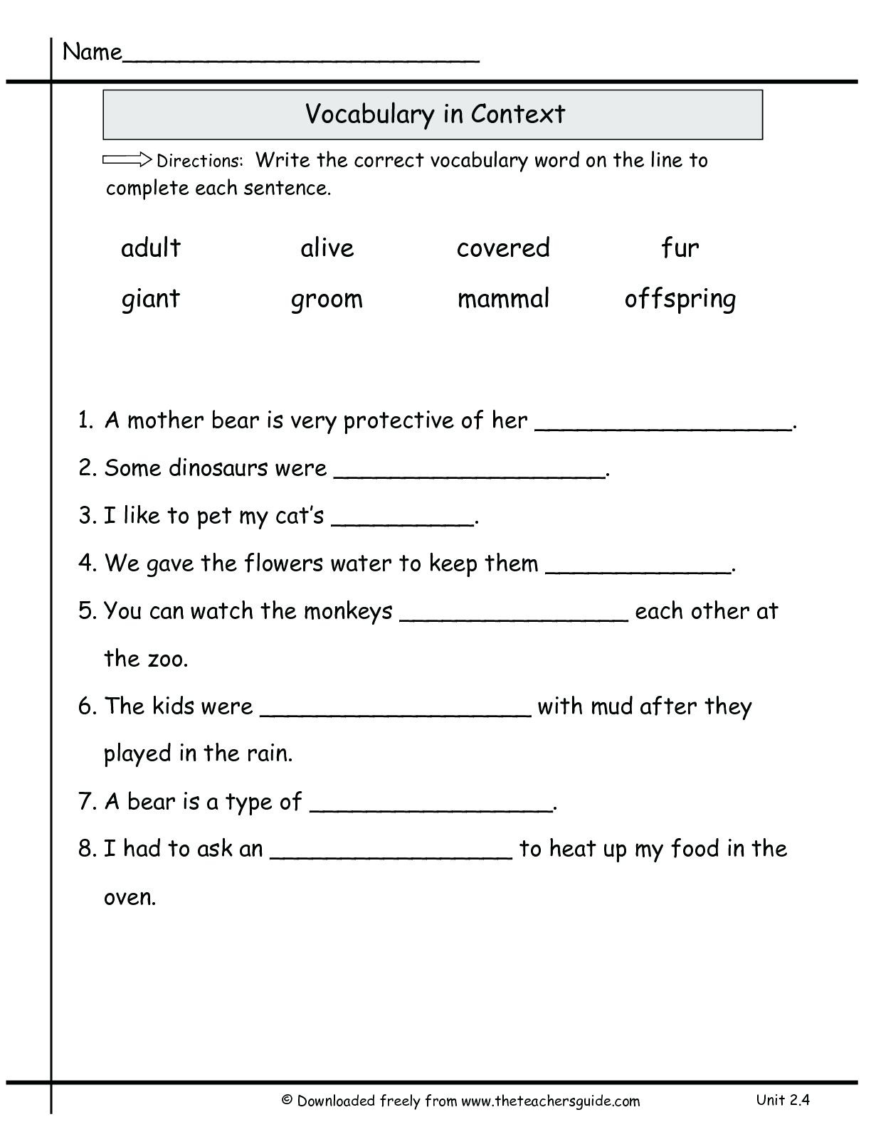 8Th Grade Printable Worksheets