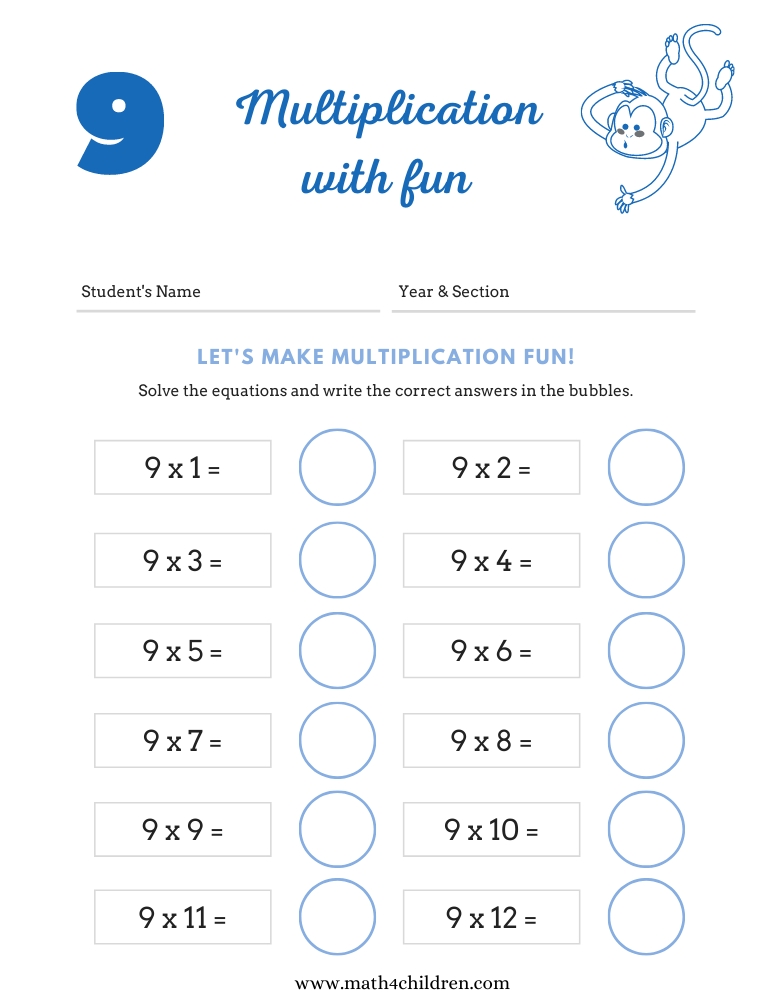 9 Times Tables Worksheets Pdf 9 Times 9