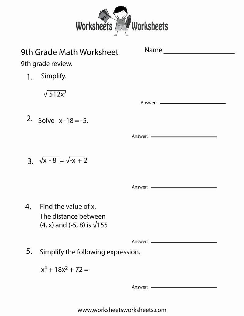 9th Grade Algebra Worksheets and Practice Problems