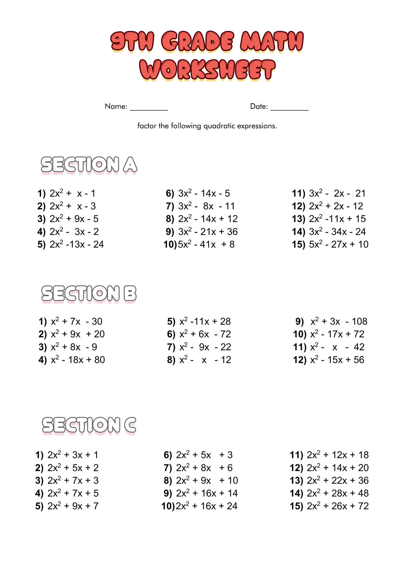 9 Ways to Master 9th Grade Math with Worksheets