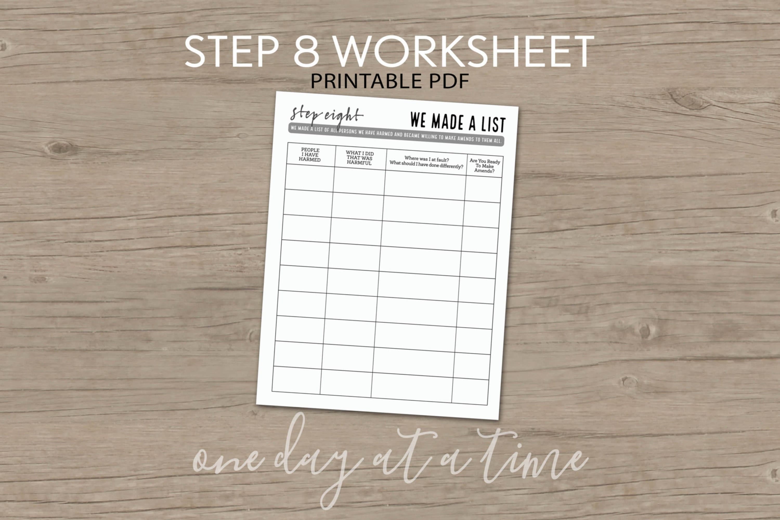 Aa Step 4 Worksheet Fillable