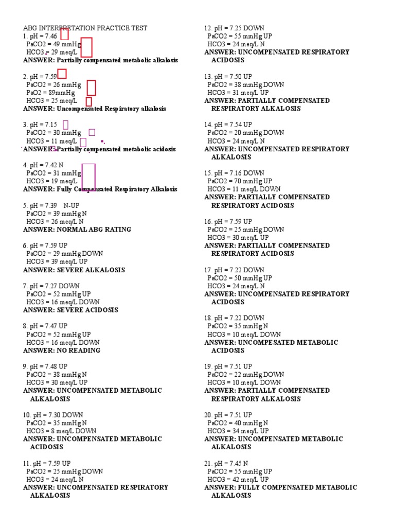 Abg Practice Worksheet Printable