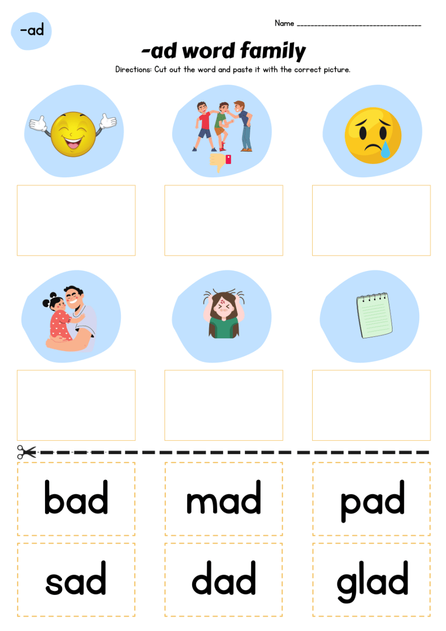 Ad Word Family Worksheets Pdf