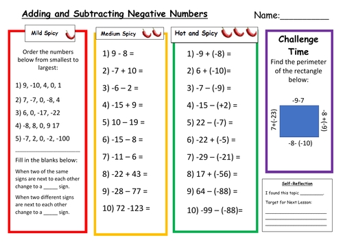 Add And Subtract Negative Numbers