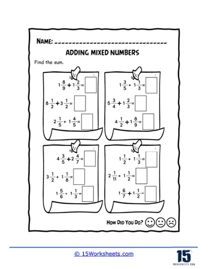 Add Mixed Numbers Worksheet for Easy Math Practice