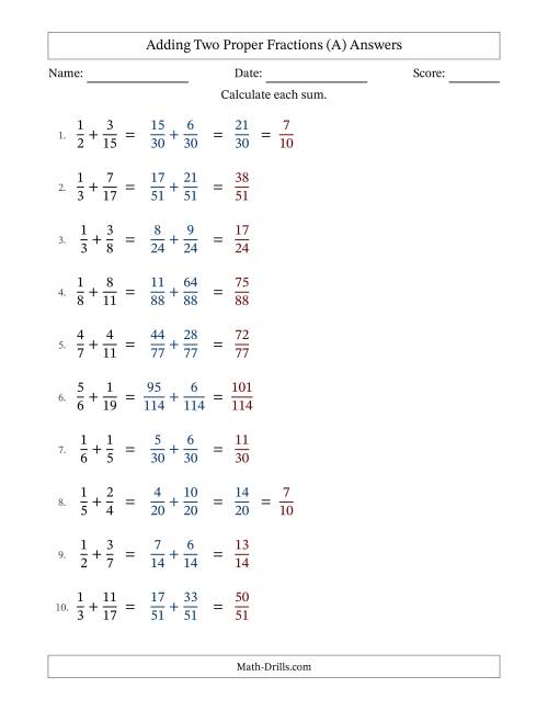 Adding And Subtracting Fractions With Different Denominators Worksheets