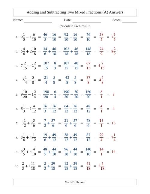 Adding And Subtracting Fractions With Like Denominators And Whole