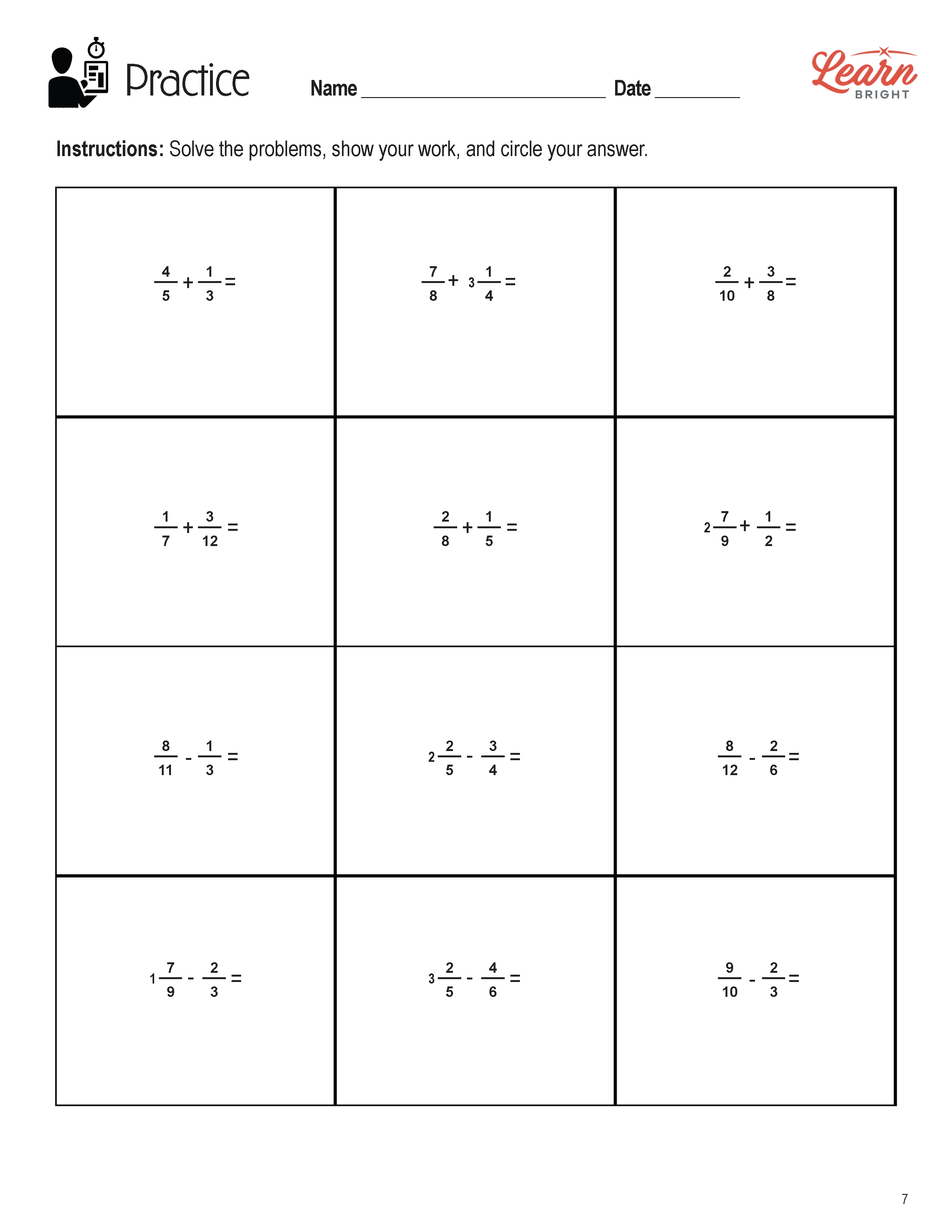 Mastering Fractions: Adding and Subtracting with Unlike Denominators