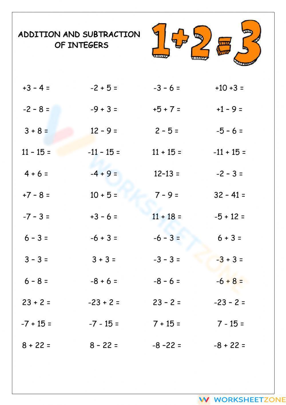 6 Ways to Master Adding and Subtracting Integers Worksheets