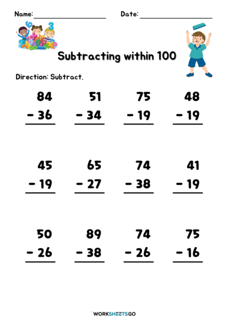 Mastering Math: Adding and Subtracting Within 100 Worksheets