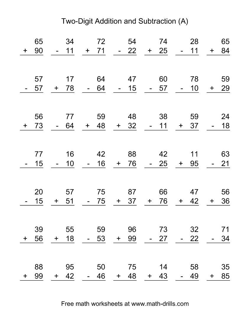 Free Printable Addition and Subtraction Worksheets