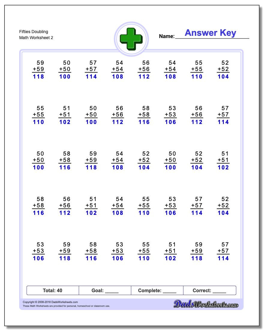 Adding Doubles Worksheets Db Excel Com