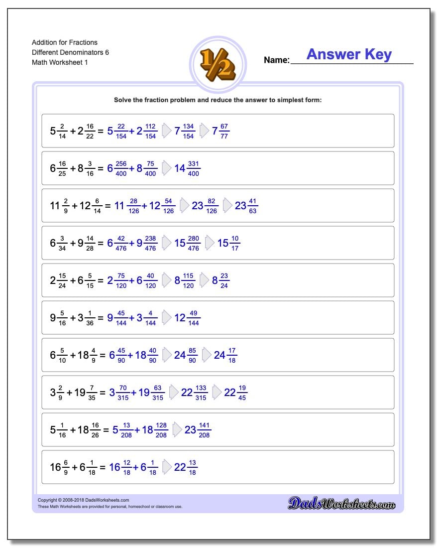 6 Ways to Master Adding Fractions Worksheet