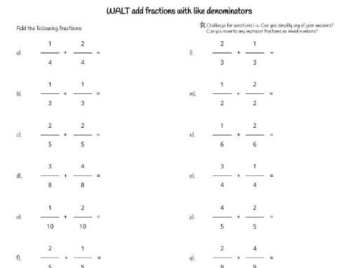 Adding Fractions With Like Denominators Made Easy