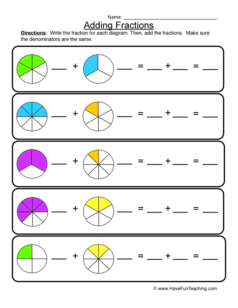 Add Fractions Worksheets with Answers for Easy Practice