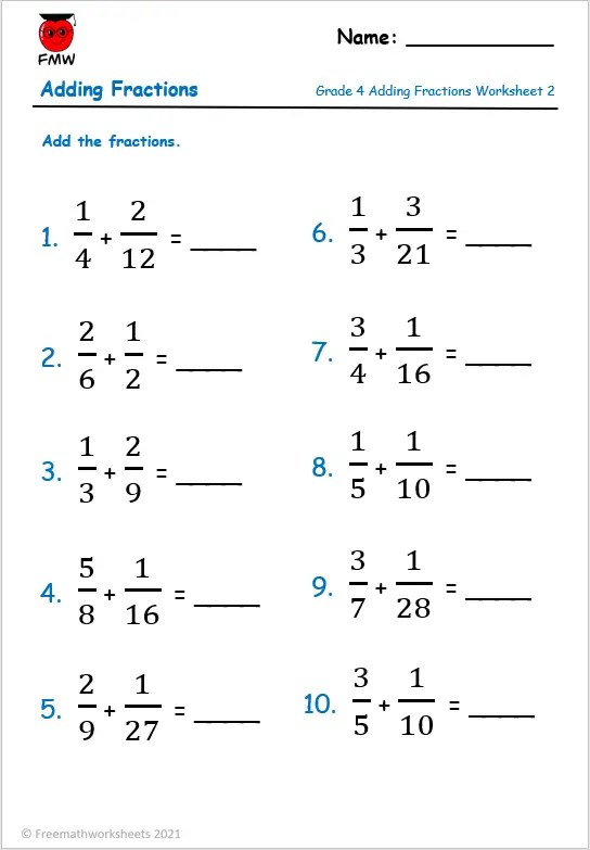 Mastering Unlike Fractions with Easy Worksheets