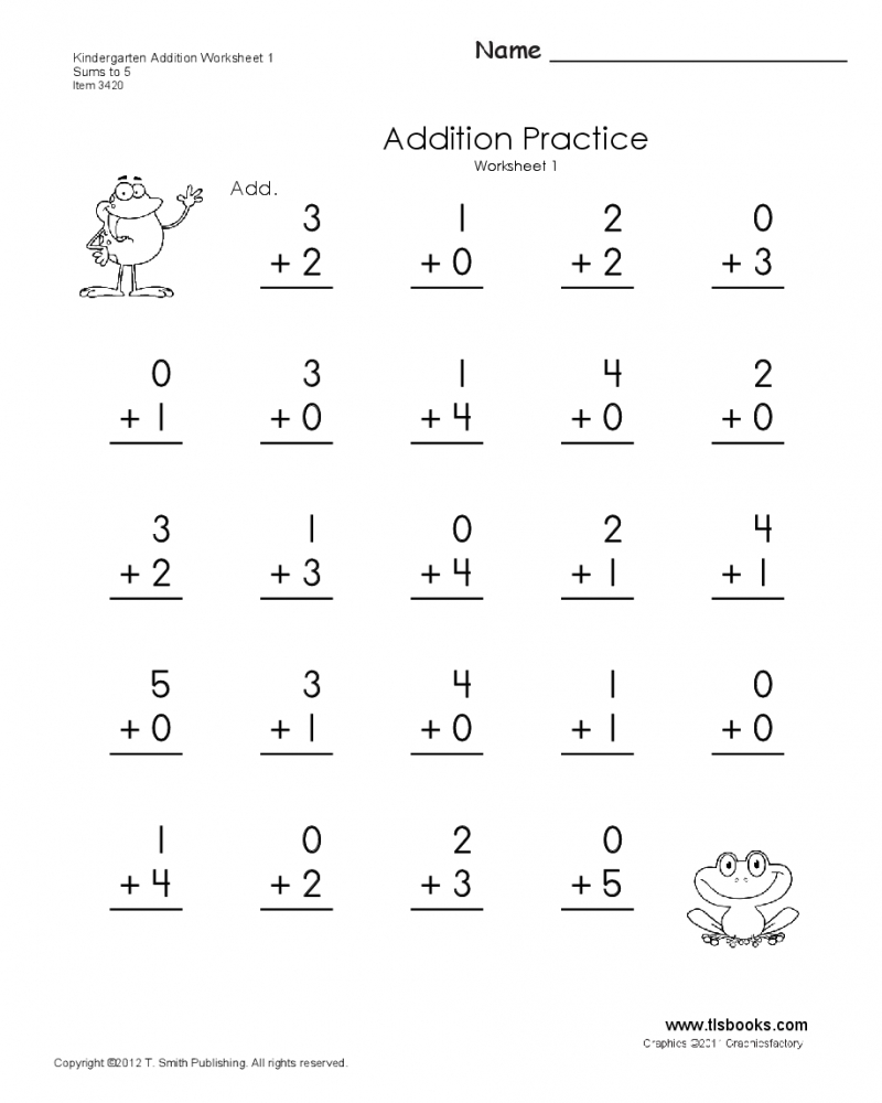 Addition Activity Sheets For Kindergarten