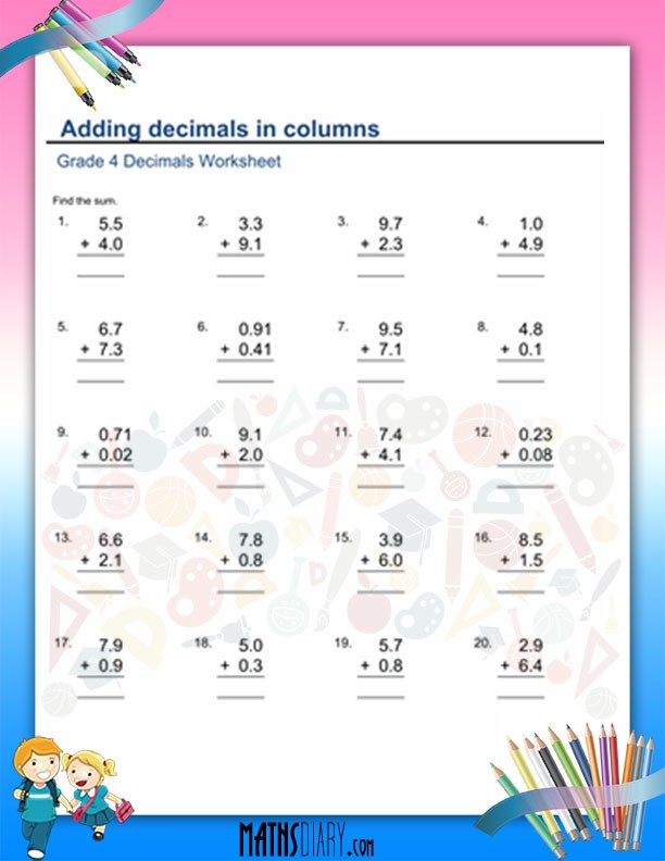 5 Worksheets to Master Decimal Addition and Subtraction