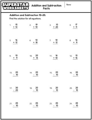 Addition And Subtraction Worksheets Superstar Worksheets