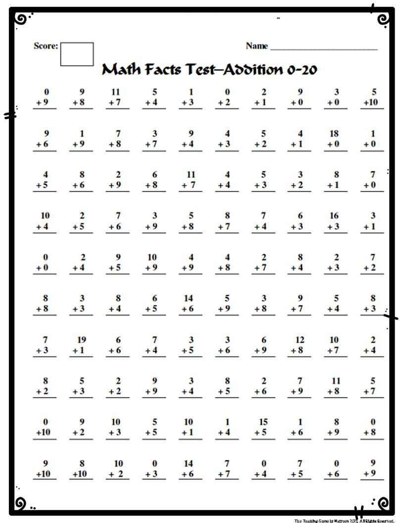 Addition Facts Worksheets