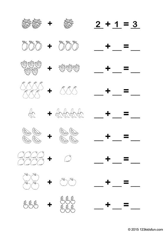 Addition Worksheet For Kids With Numbers And Symbols