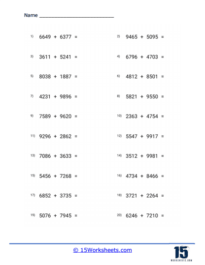 5 Ways to Master 4-Digit Addition Worksheets