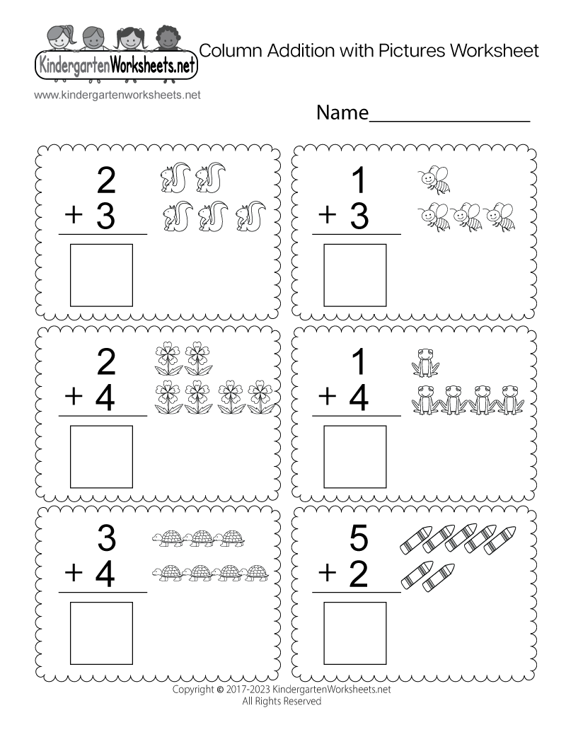 Addition Worksheets For Kindergarten Pdf