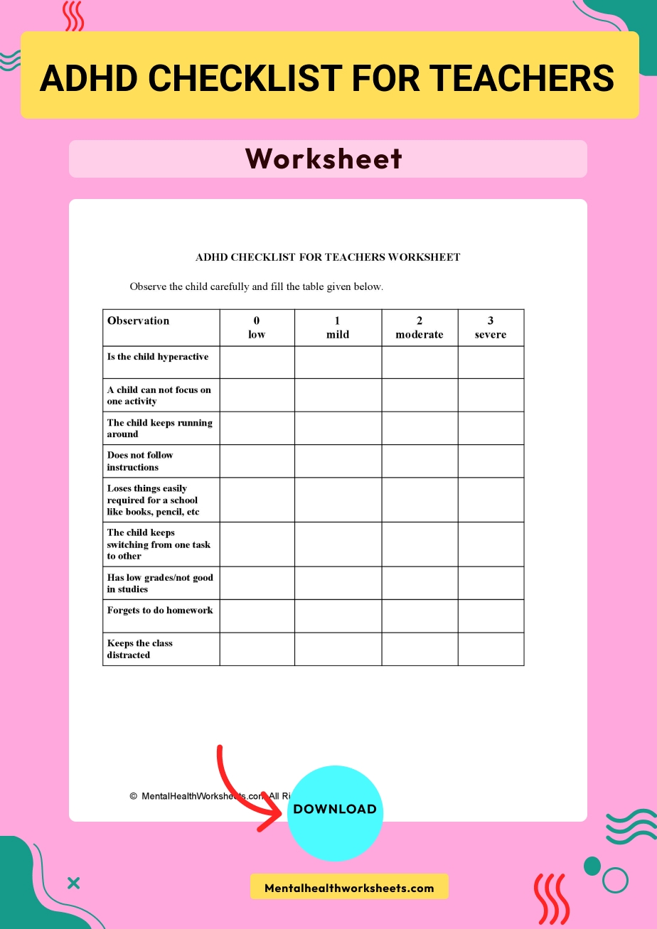 Adhd Worksheets For Child Pdf