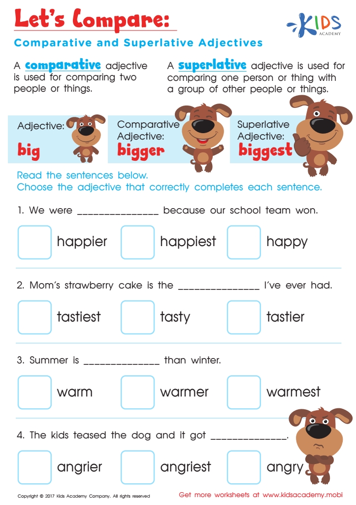 Comparative Adjectives Worksheet for English Learners