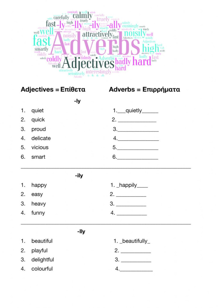 Adjective vs Adverb Worksheet with Exercises