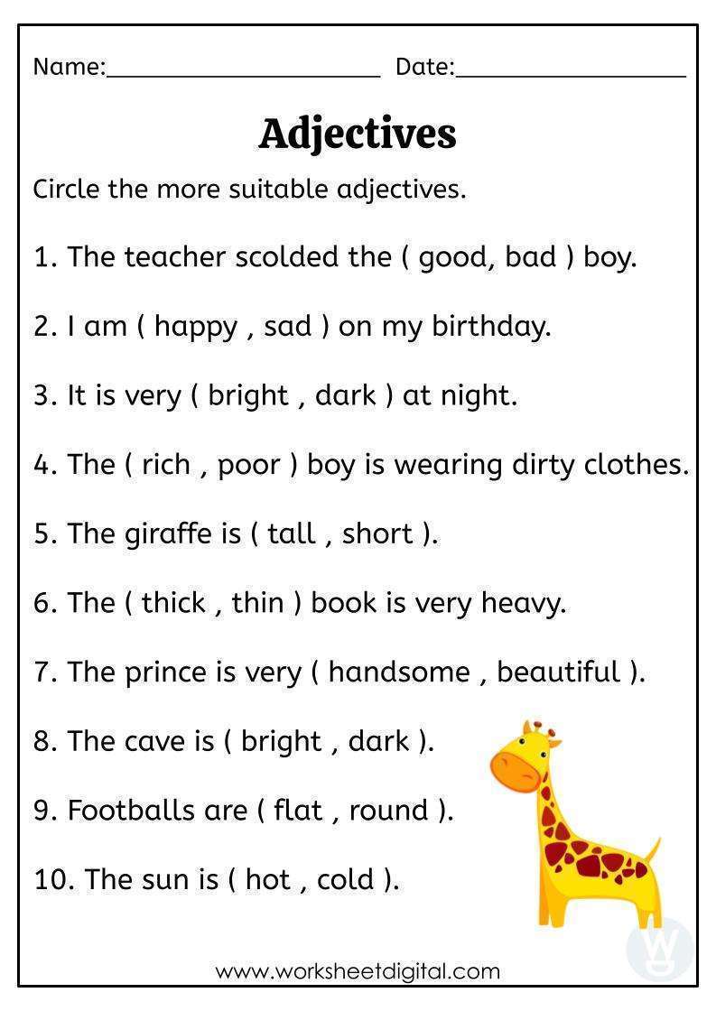 5 Fun Adjective Exercises for 2nd Grade