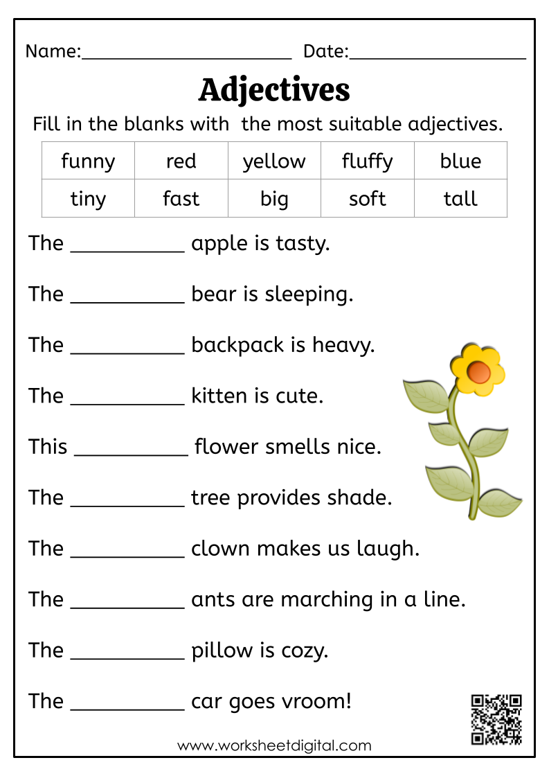 Adjective Worksheet For Grade 2