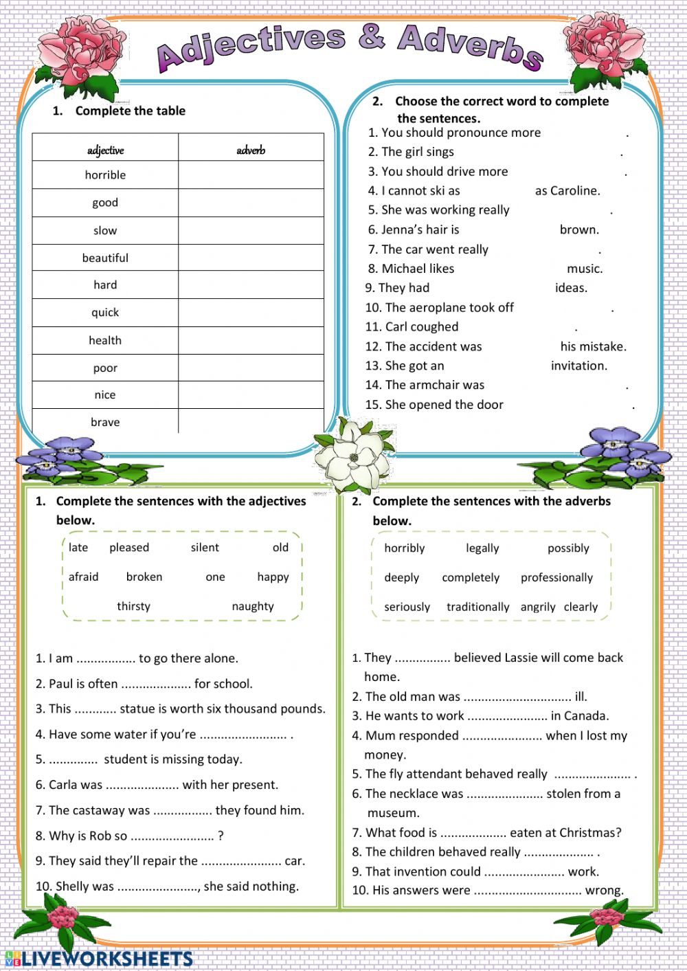 Mastering Adjectives and Adverbs with Effective Worksheet