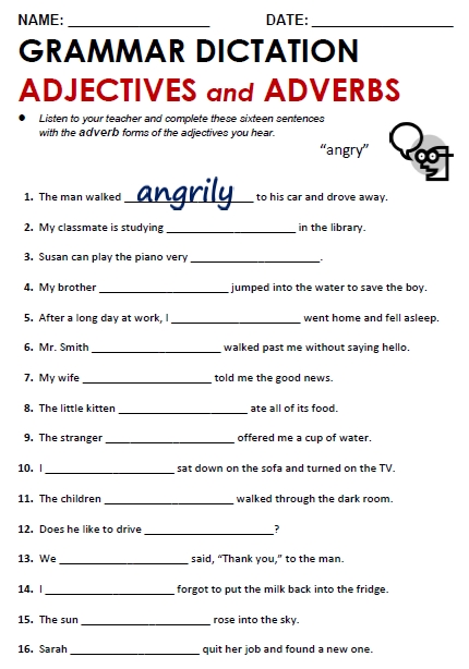 Adjectives And Adverbs Worksheets