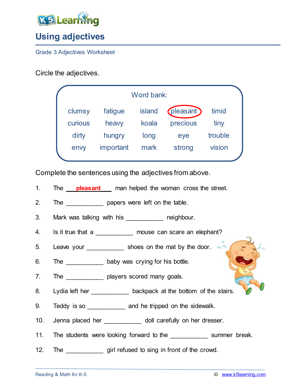 7 Fun Adjectives Worksheets for Grade 4