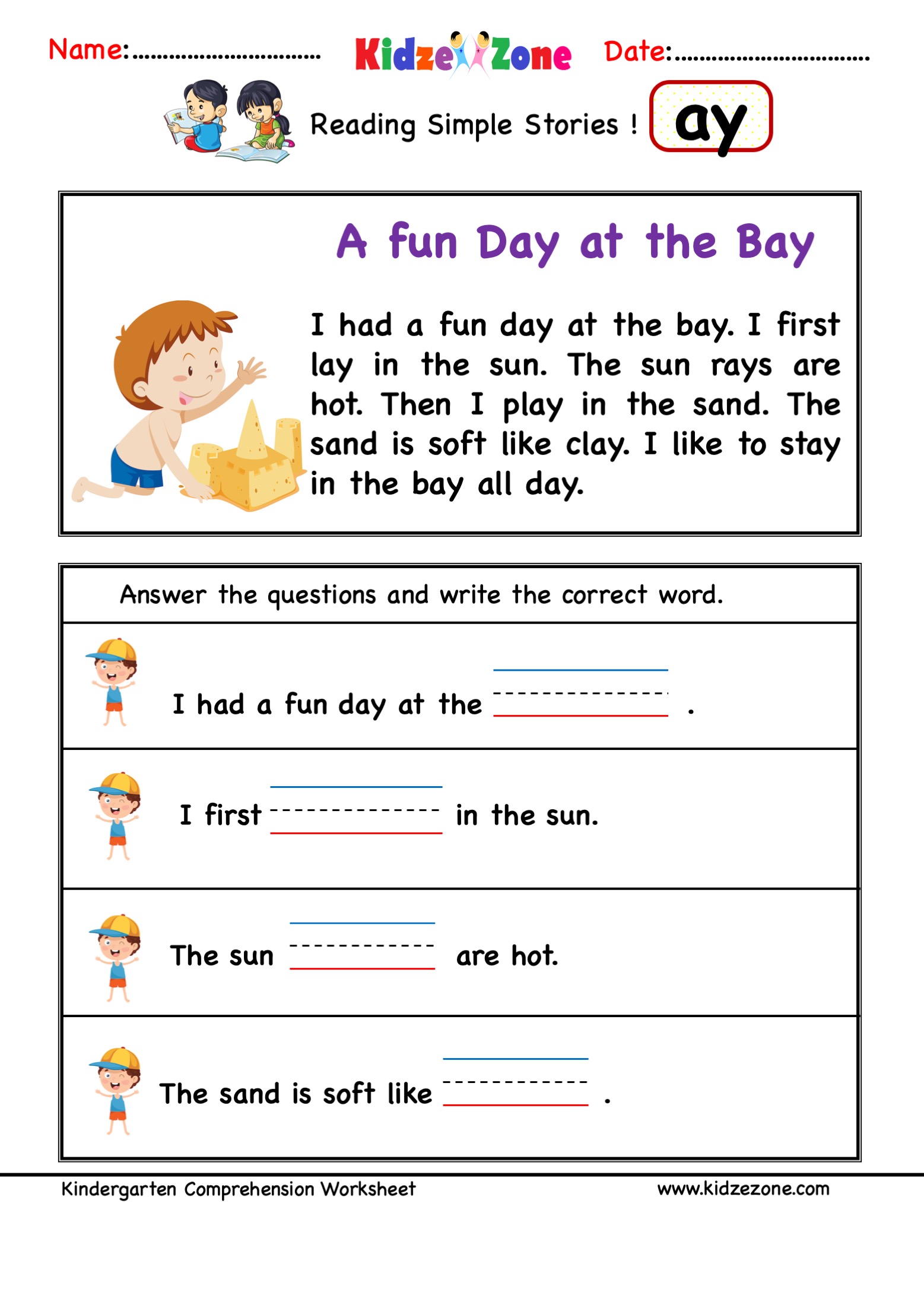 Fun Ai Ay Phonics Worksheets for Kids