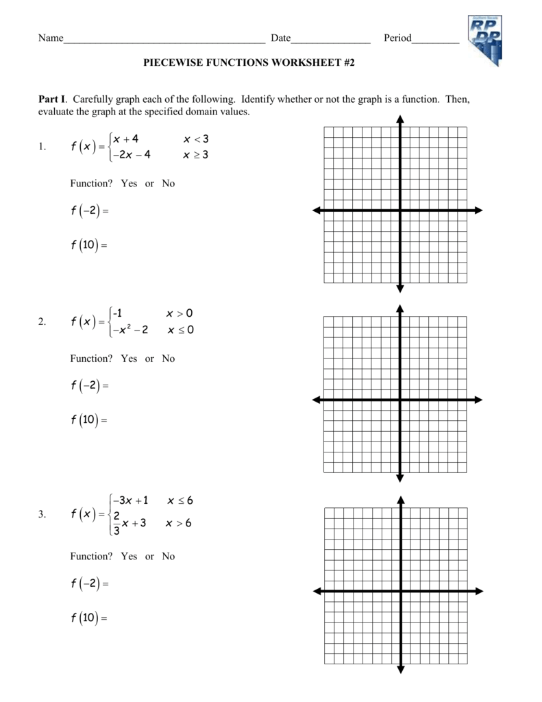 Algebra 2 Piecewise Functions Worksheet Answers