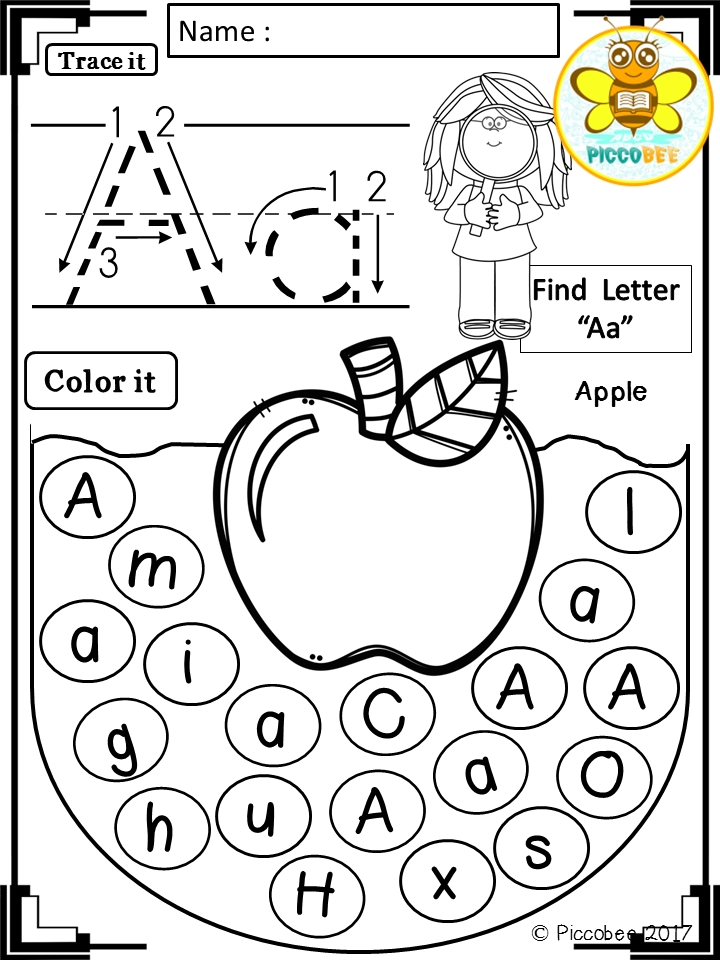 Alphabet Learning For Kindergarten Worksheets