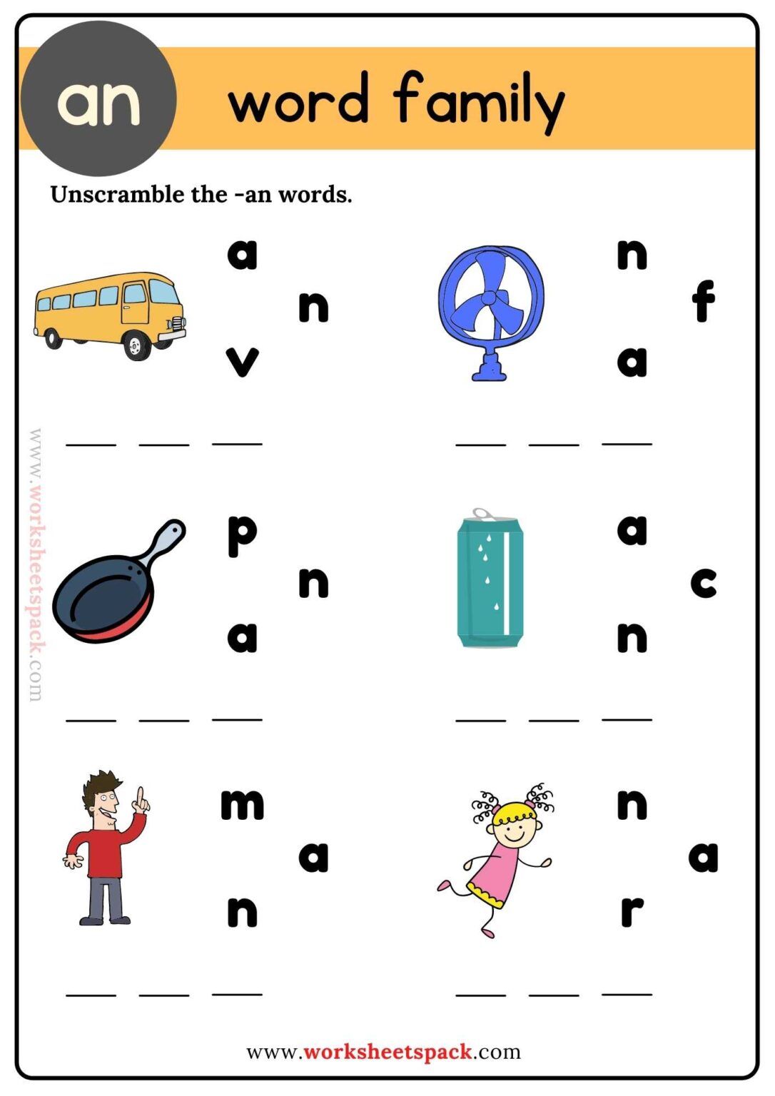 An Word Family Worksheets