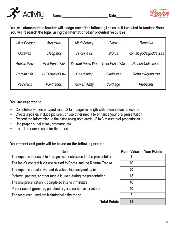 Ancient Rome Worksheets Pdf