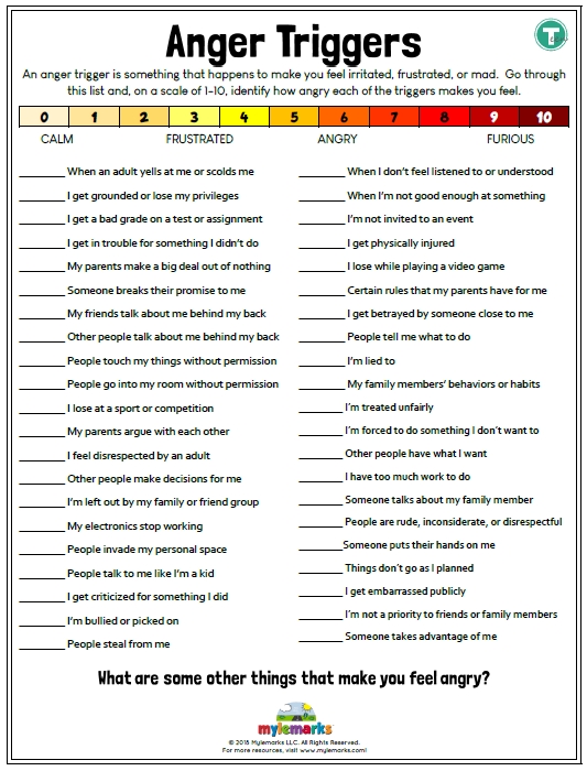 7 Anger Management Worksheets for Teens