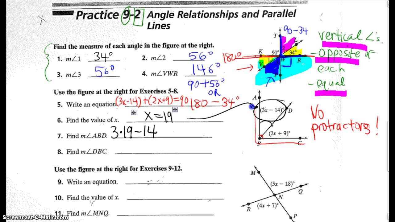 Angle Relationships Puzzle Worksheet Answers