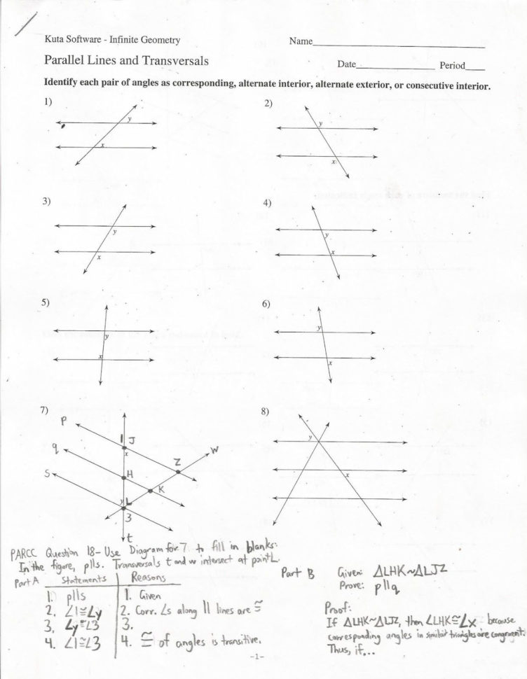 Angle Relationships Worksheet Answers