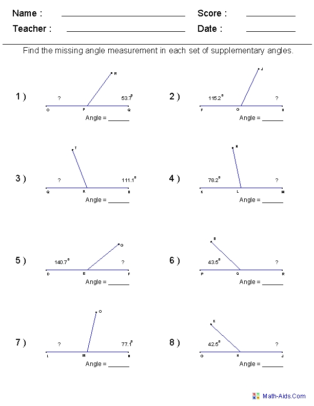 Mastering Angle Relationships with Simple Math Worksheets