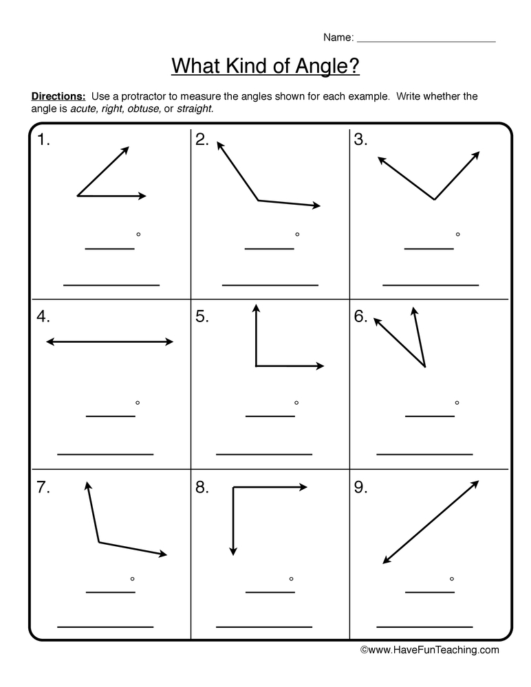 Angle Worksheet Grade 3